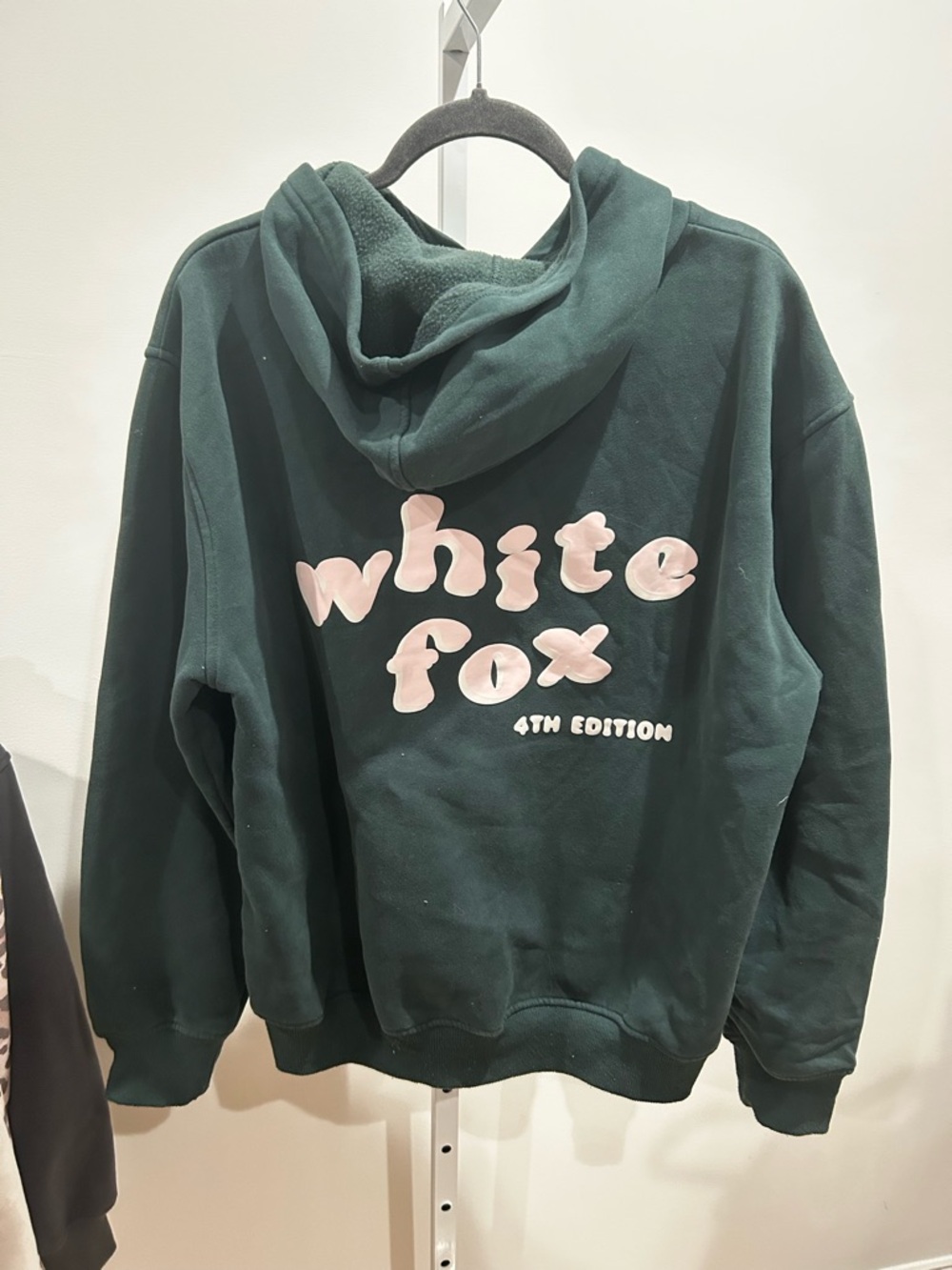 White Fox Boutique Dark Green Hoodie with Pink Logo